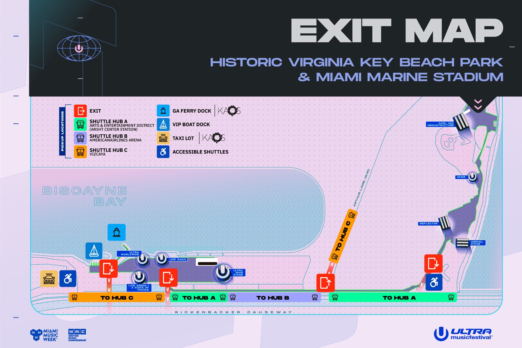 Ultra Music Festival 2019 Exit Map