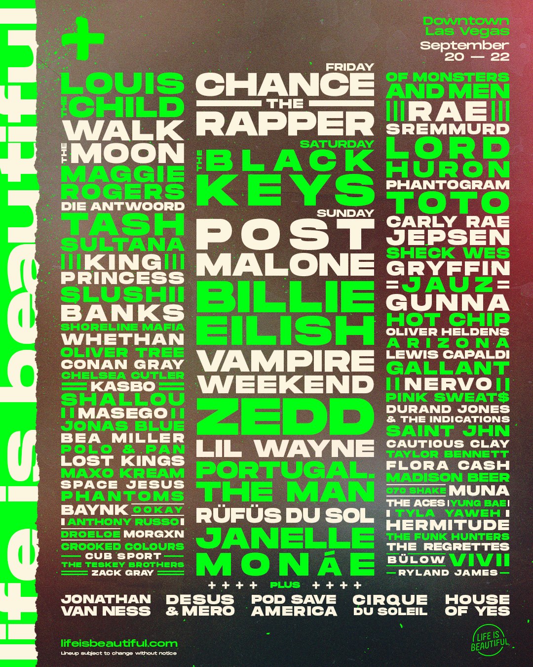 Life is Beautiful 2019 Lineup