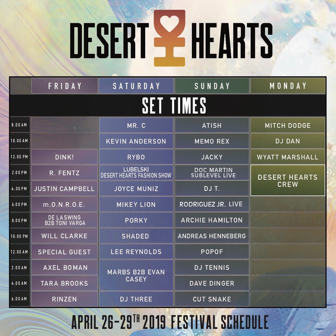 Desert Hearts Festival 2019 Set Times