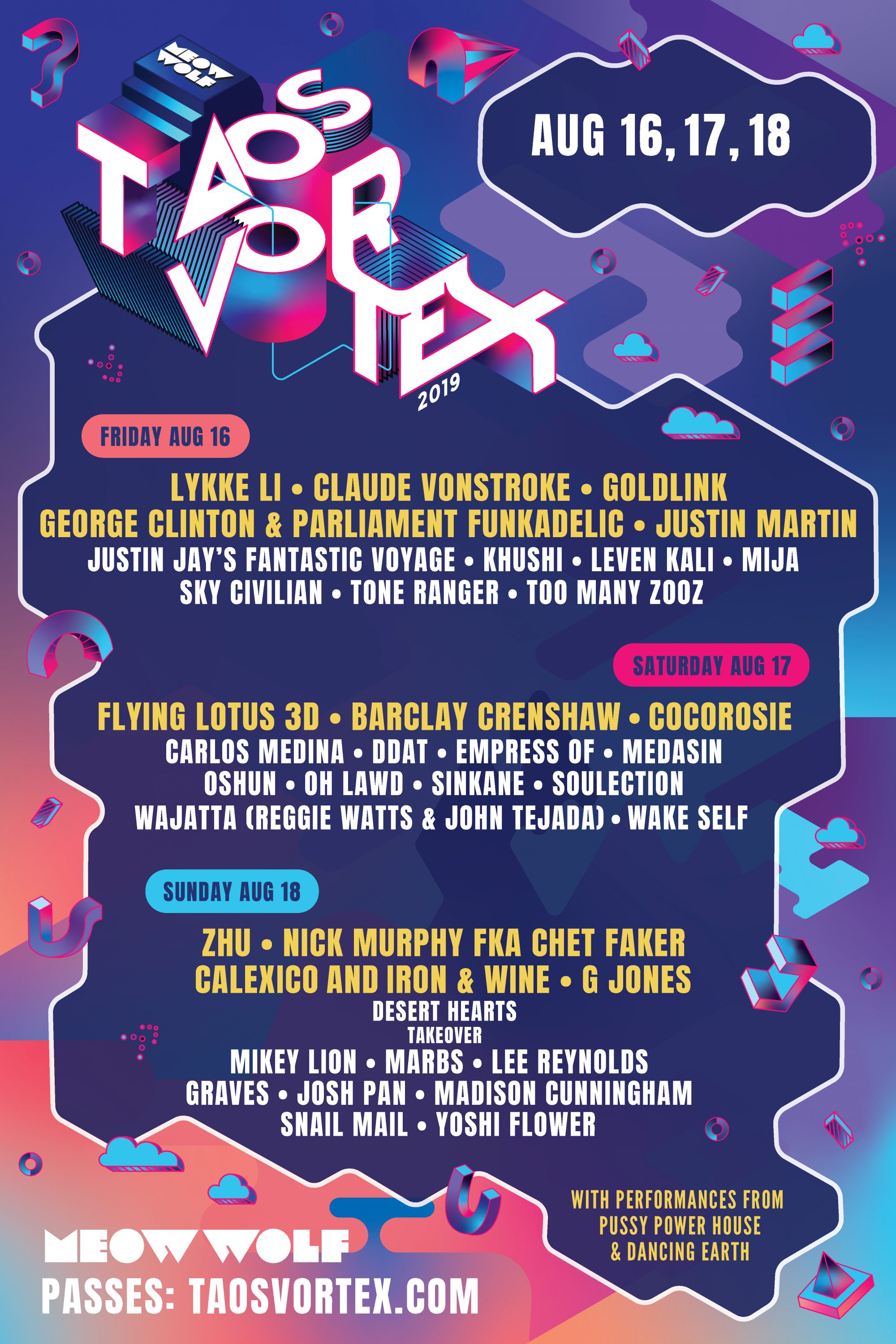 Taos Vortex 2019 Lineup