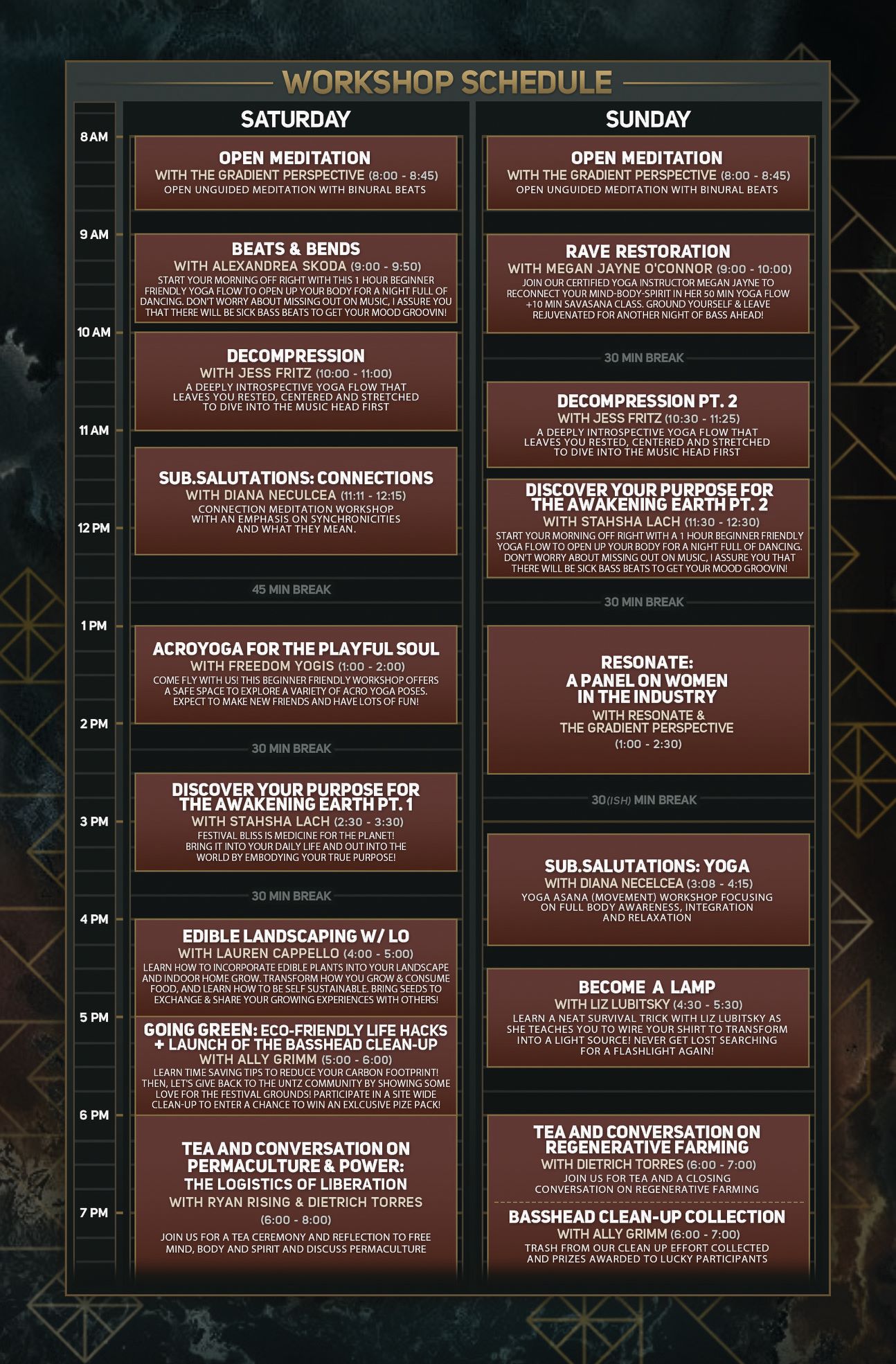 The Untz Festival 2019 Workshop Schedule