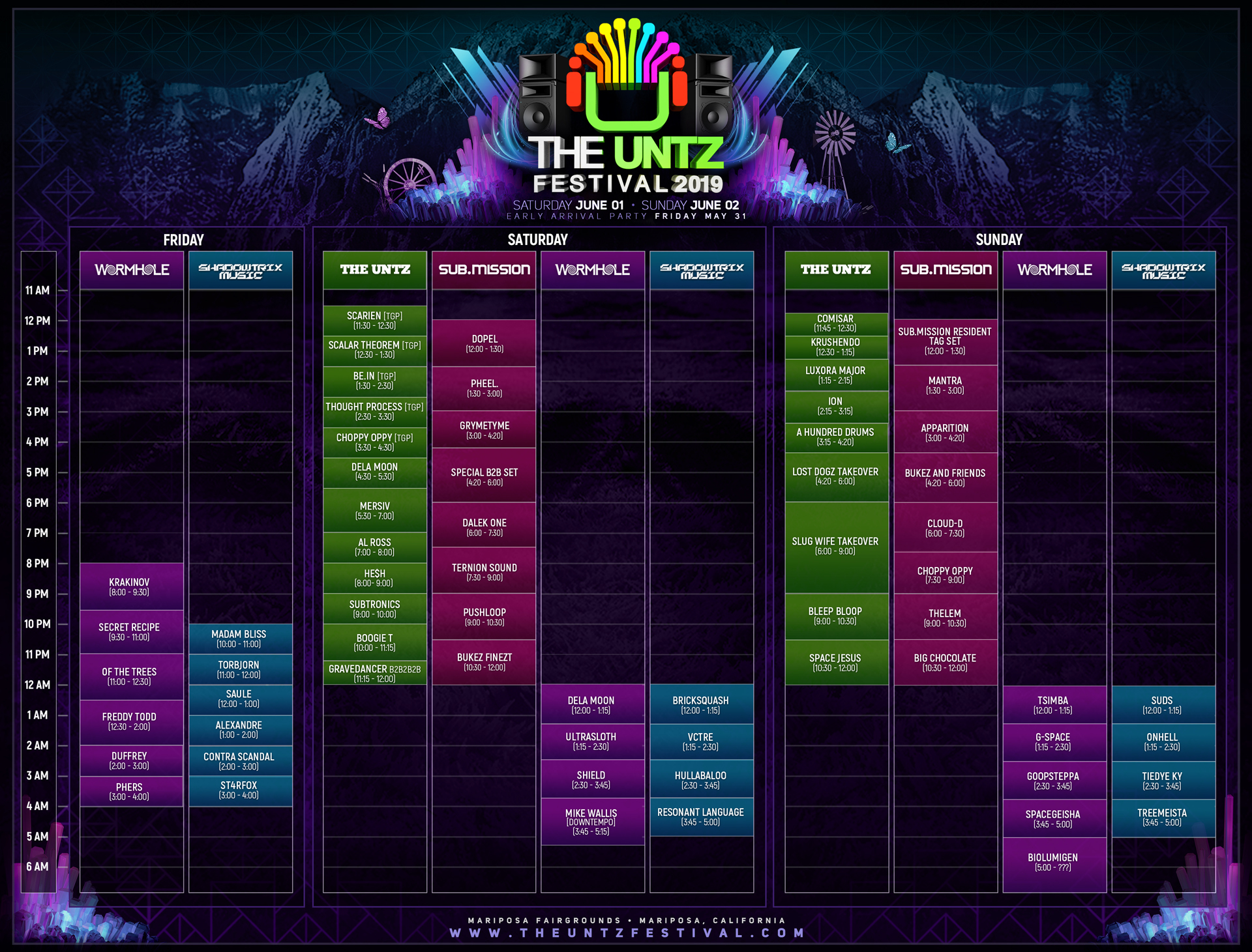 The Untz Festival 2019 Set Times