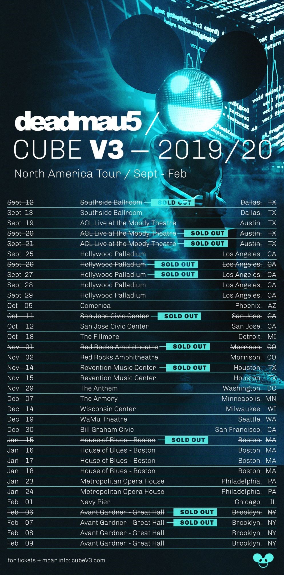 deadmau5 - Cube V3 Tour - North America 2019/20