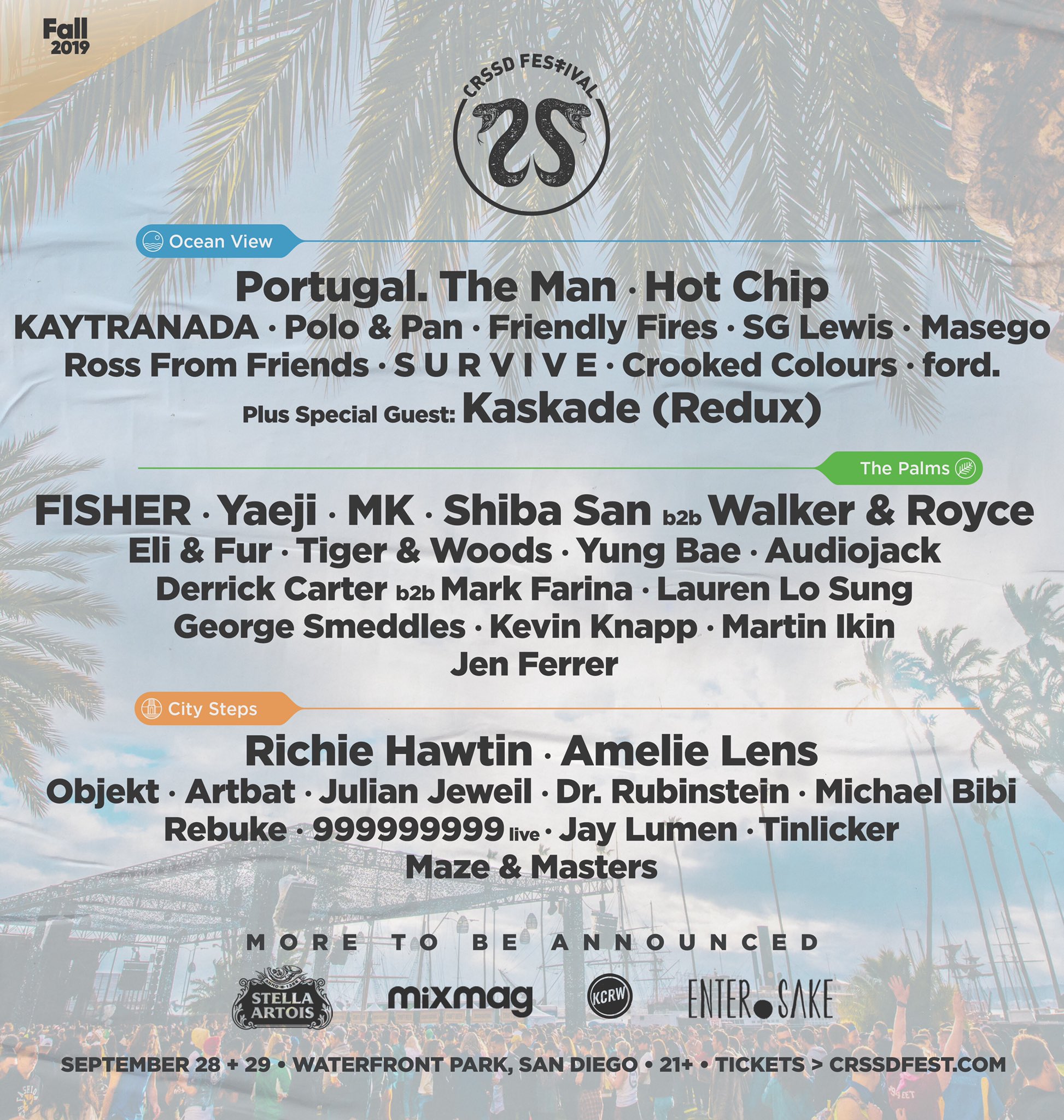 CRSSD Festival Fall 2019 Phase One Lineup