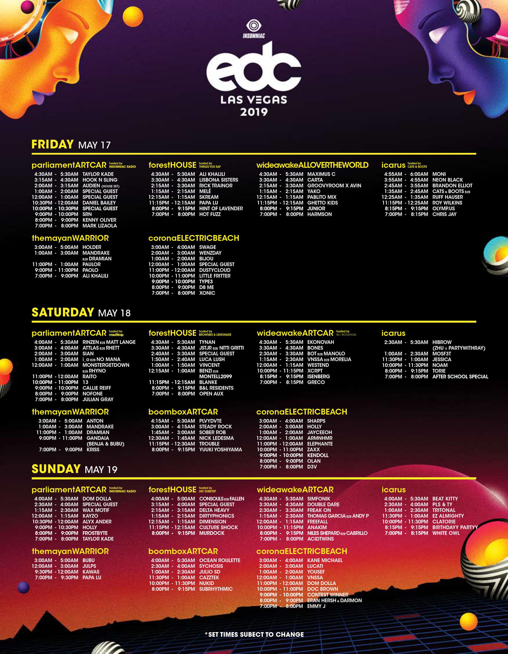 Edc Las Vegas 19 Set Times Festival Map More Edm Identity