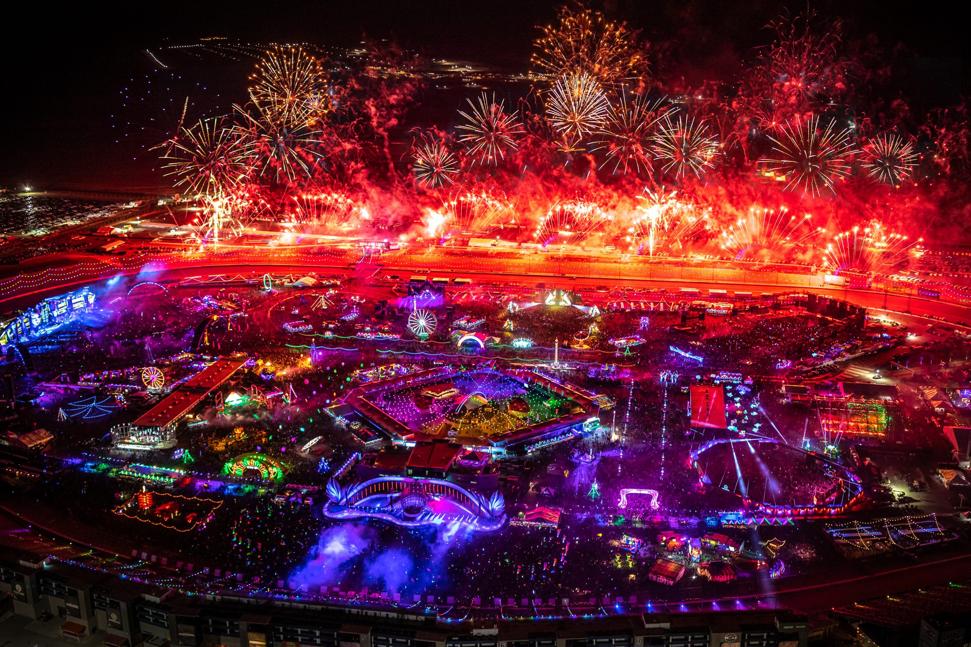 EDC Las Vegas 2019 - Aerial - Day 01 Fireworks