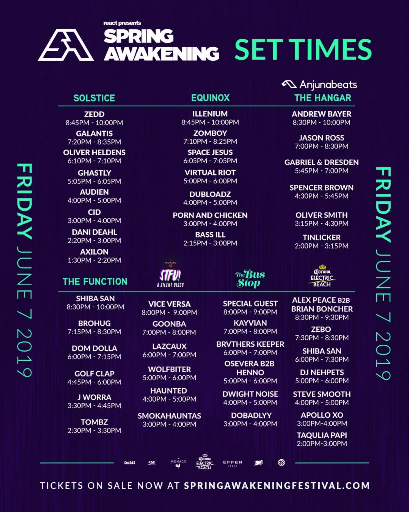 Spring Awakening 2019 Set Times