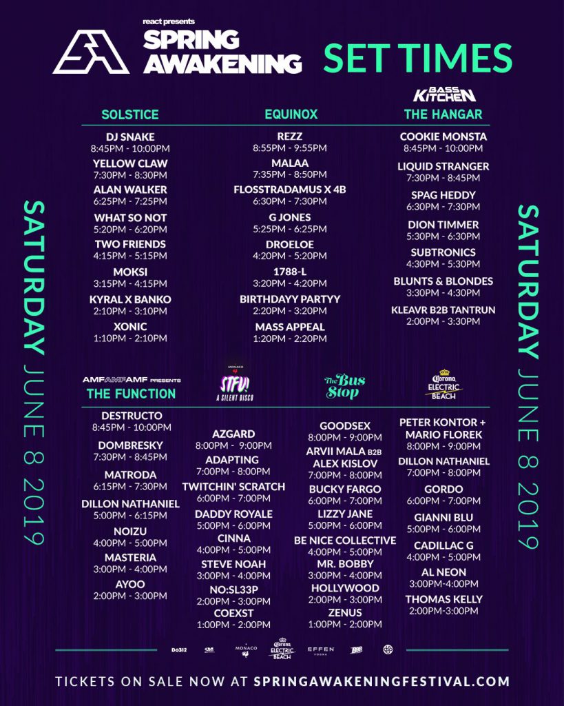 Spring Awakening 2019 Set Times