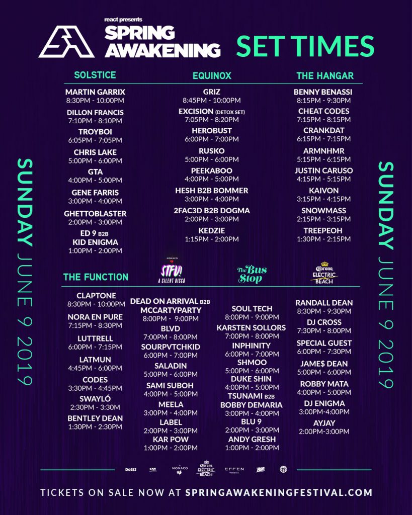 Spring Awakening 2019 Set Times