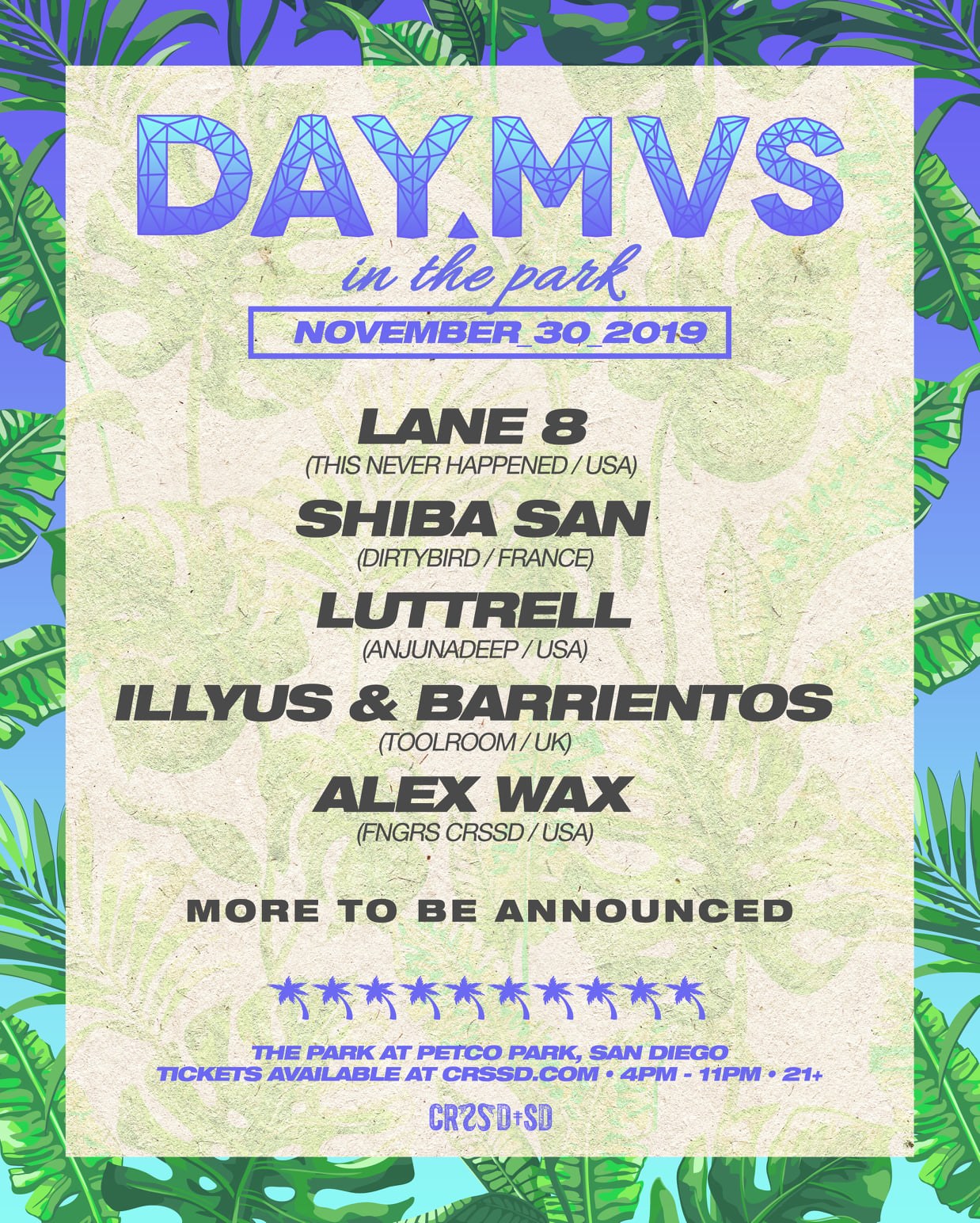 DAY MVS in the Park 2019 Phase 1 Lineup