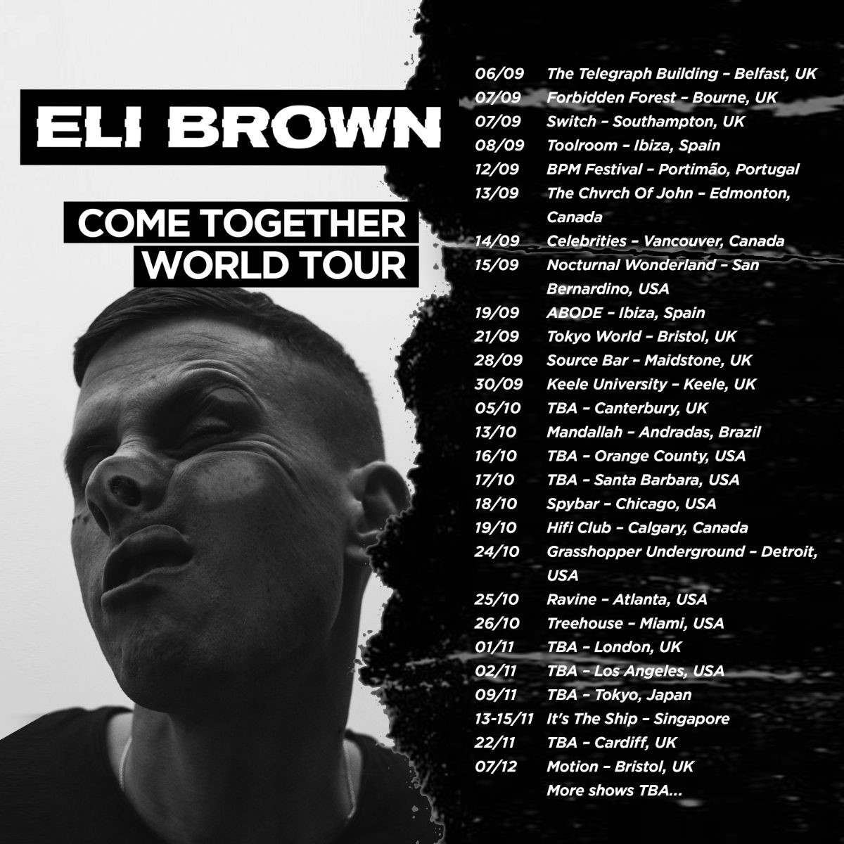 Eli Brown Come Together World Tour Dates