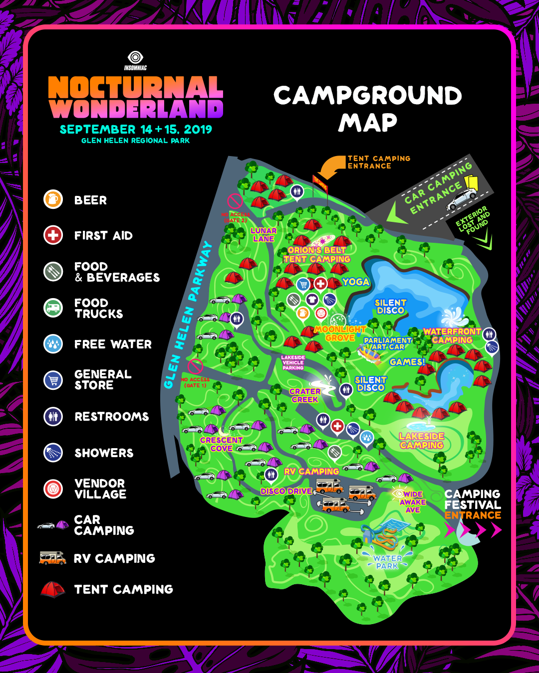 Nocturnal Wonderland 2019 Camping Map: