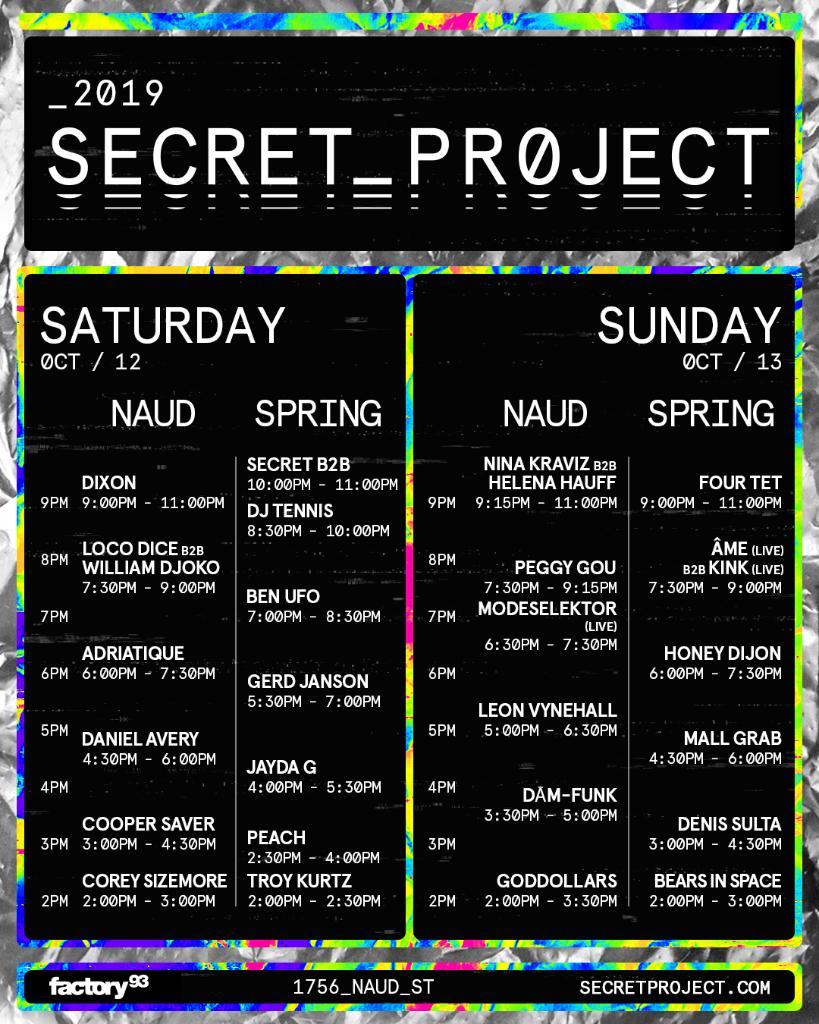 Secret Project Festival 2019 Set Times