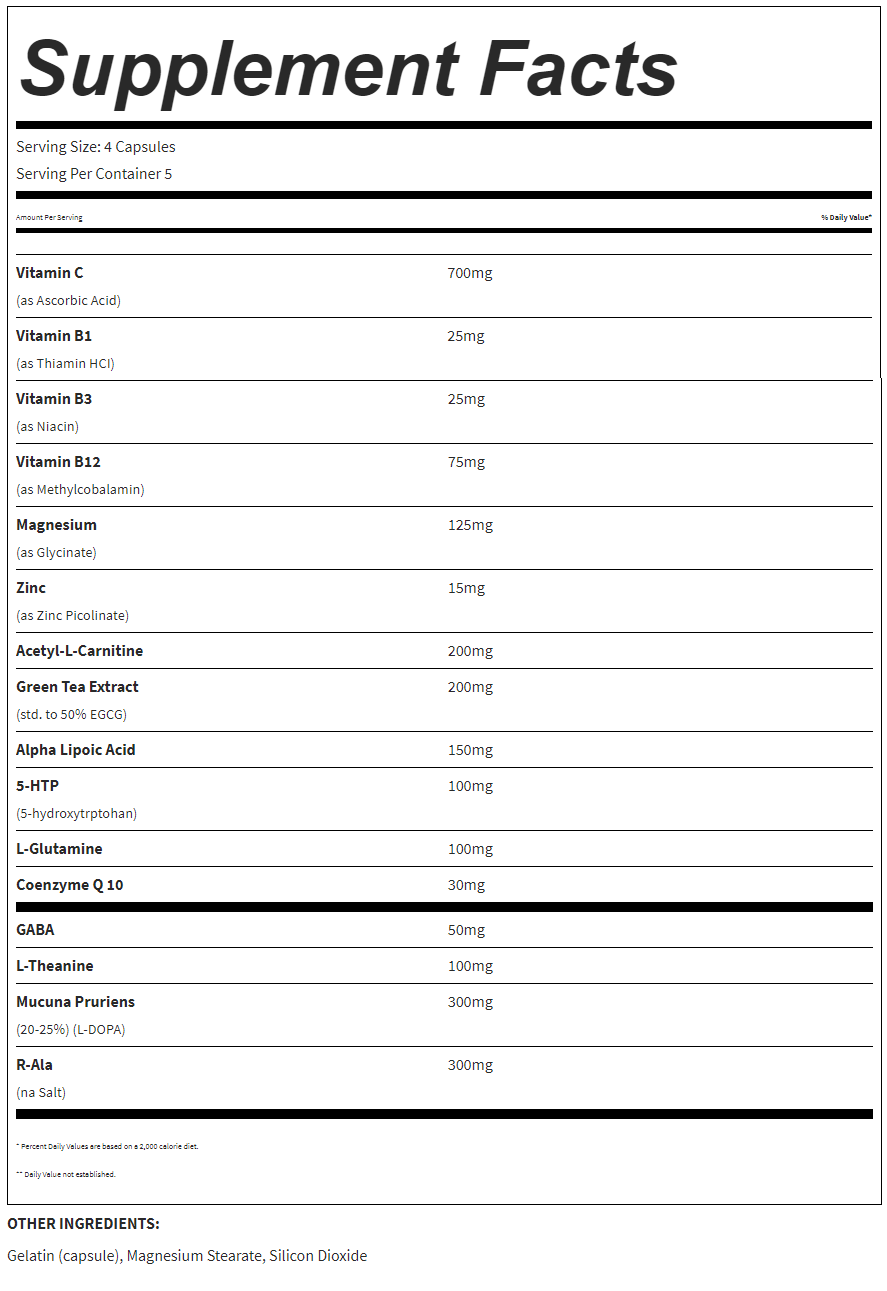 Dope Vitamins Rave Renew Supplement Facts