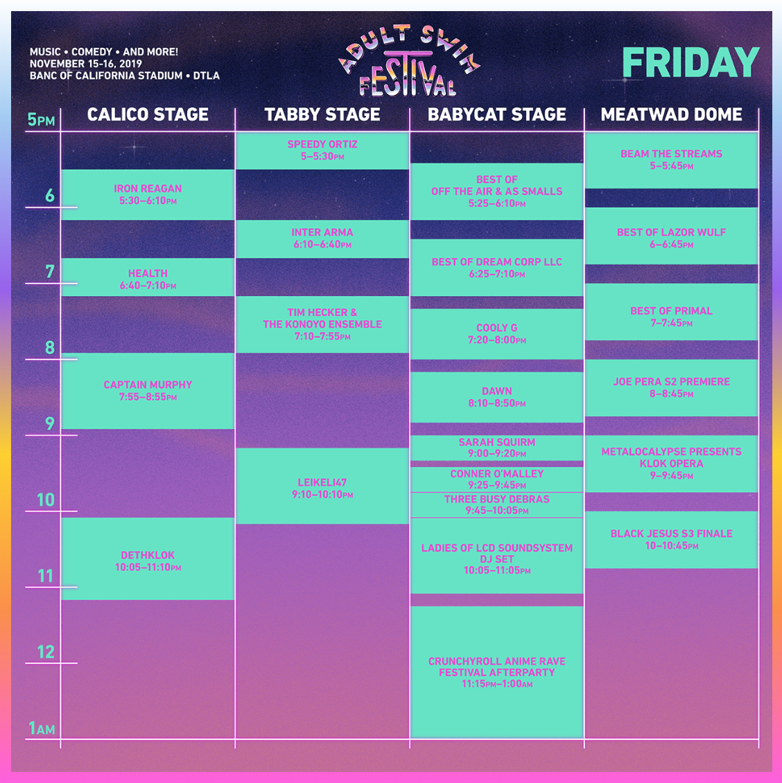 Adult Swim Festival 2019 - Friday Set Times