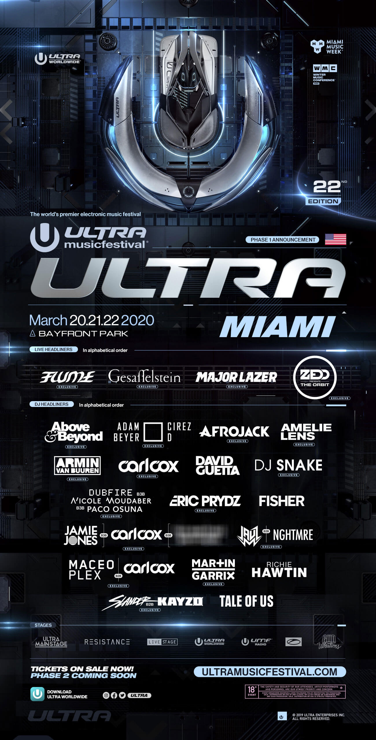 Ultra Music Festival 2020 Phase 1 Lineup