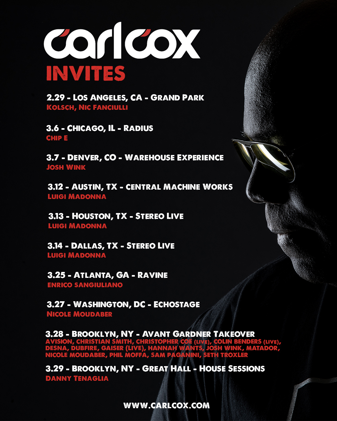 Carl Cox Invites Tour 2020