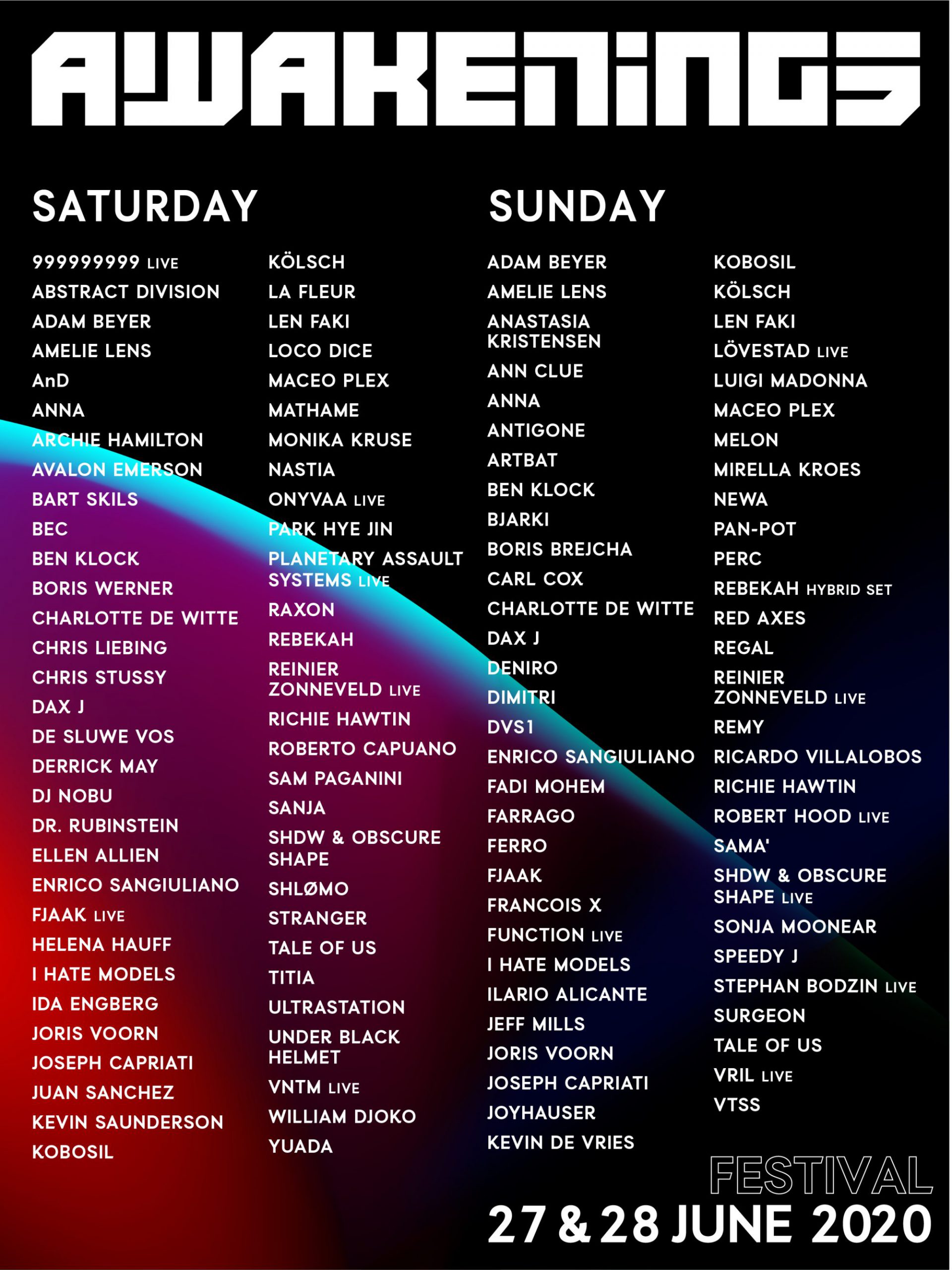 Awakenings Festival 2020 Lineup