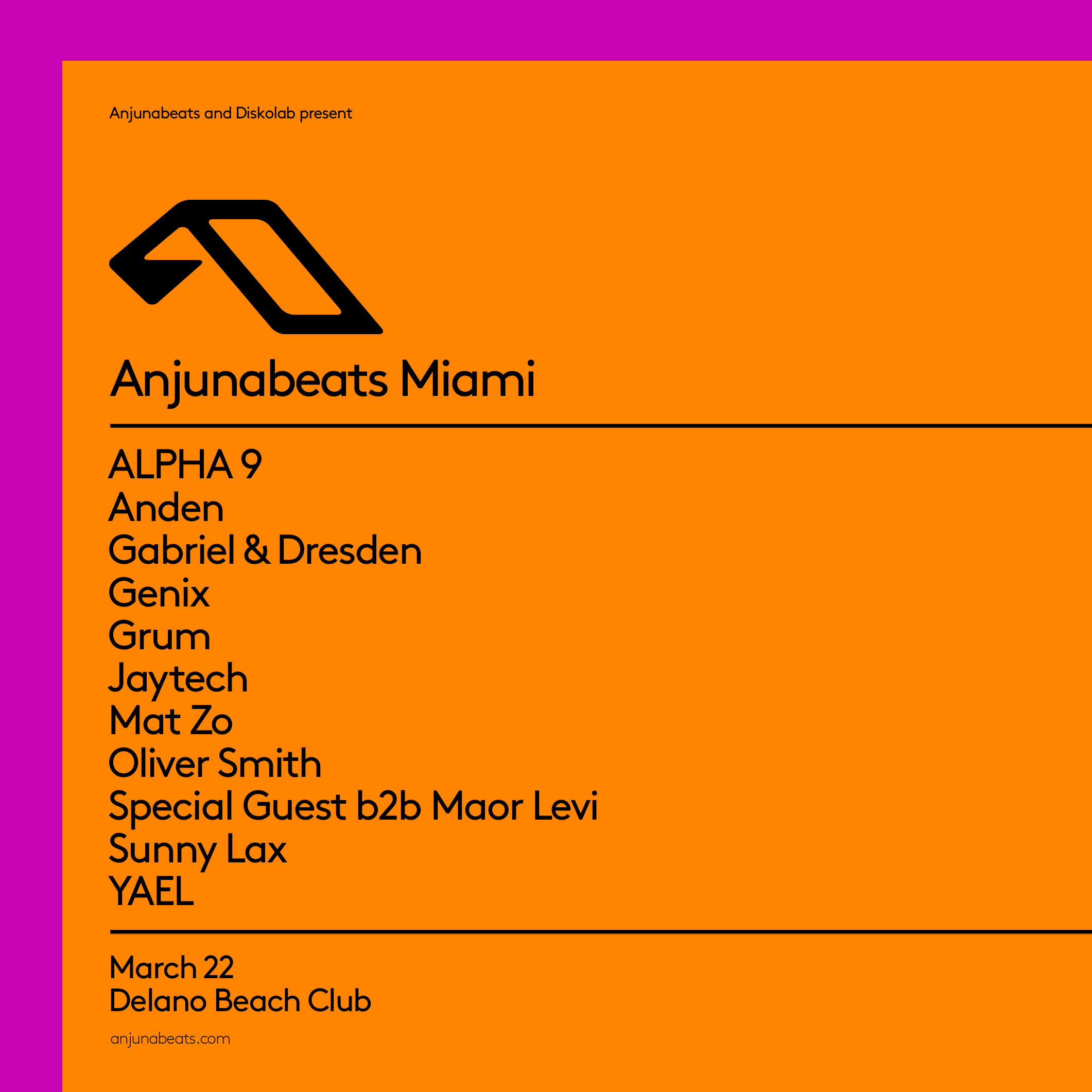 Anjunabeats Miami 2020 Lineup