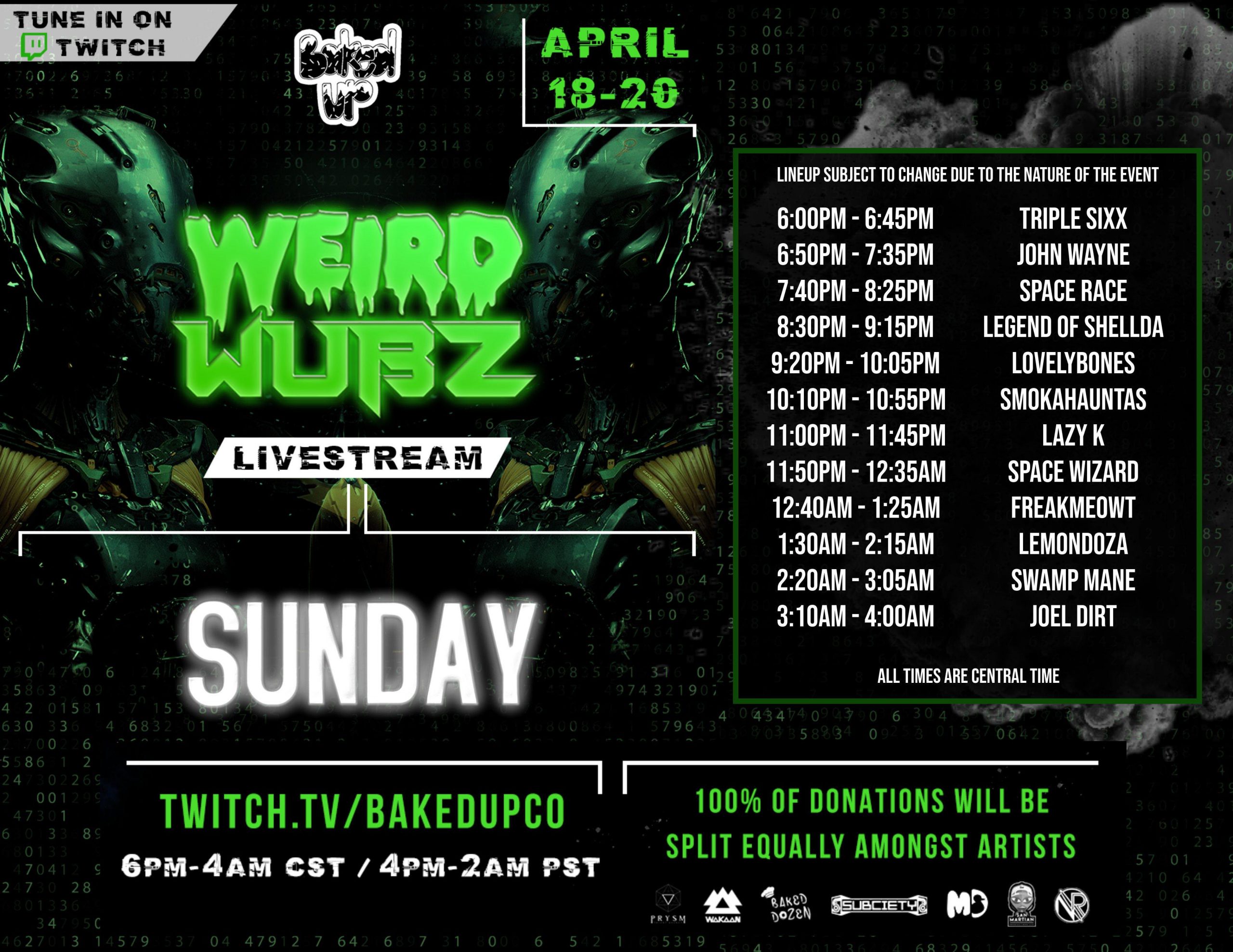 Weird Wubz Livestream Schedule Sunday