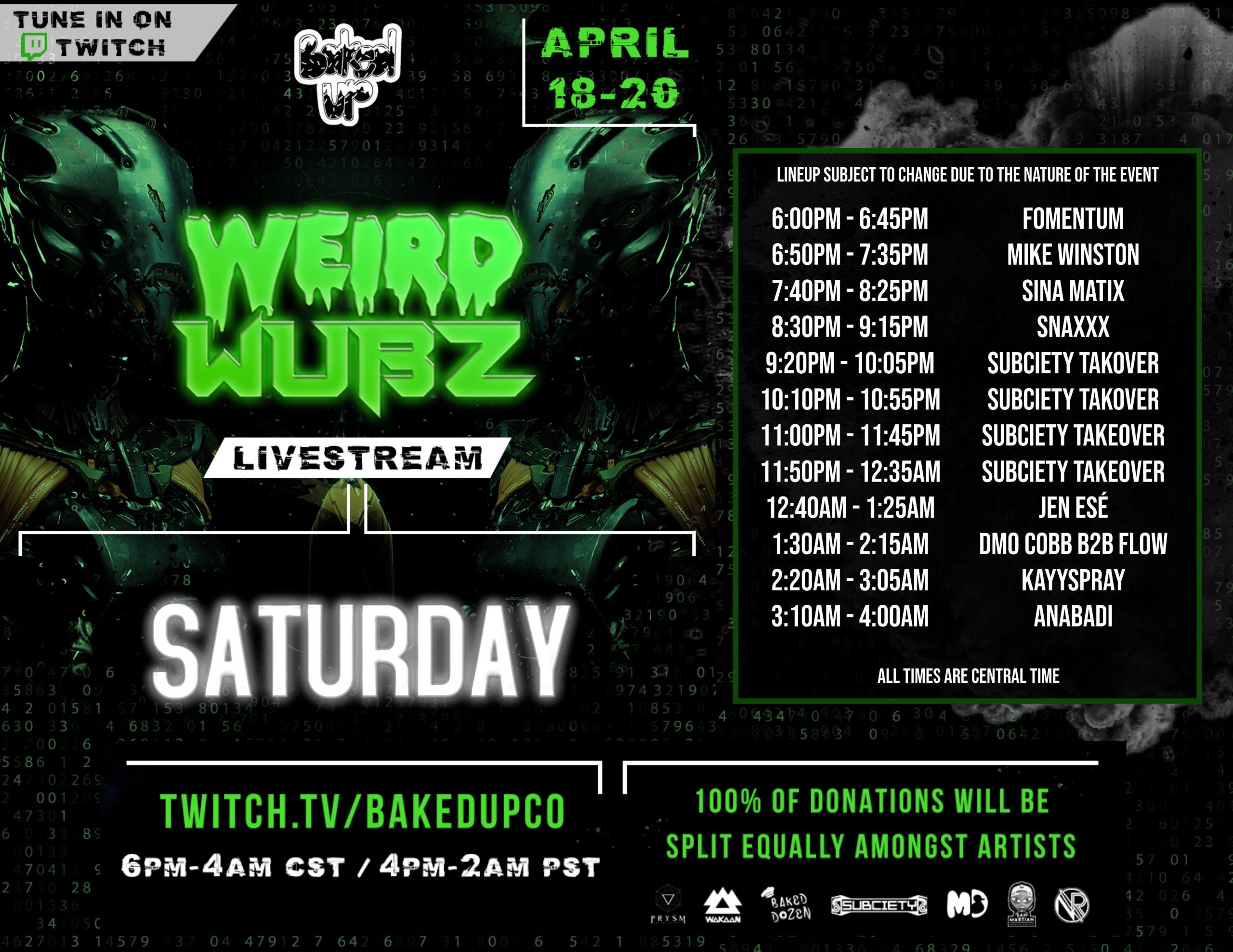 Weird Wubz Livestream Schedule Saturday