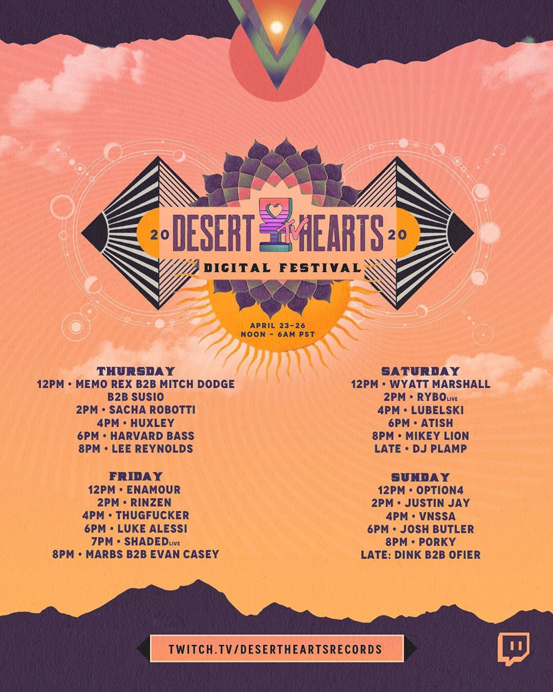 Desert Hearts Digital Festival Lineup and Schedule