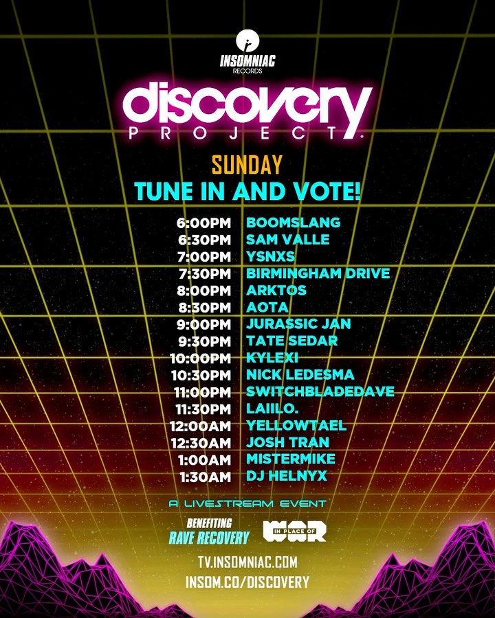 Discovery Project Rave-A-Thon Schedule - Sunday