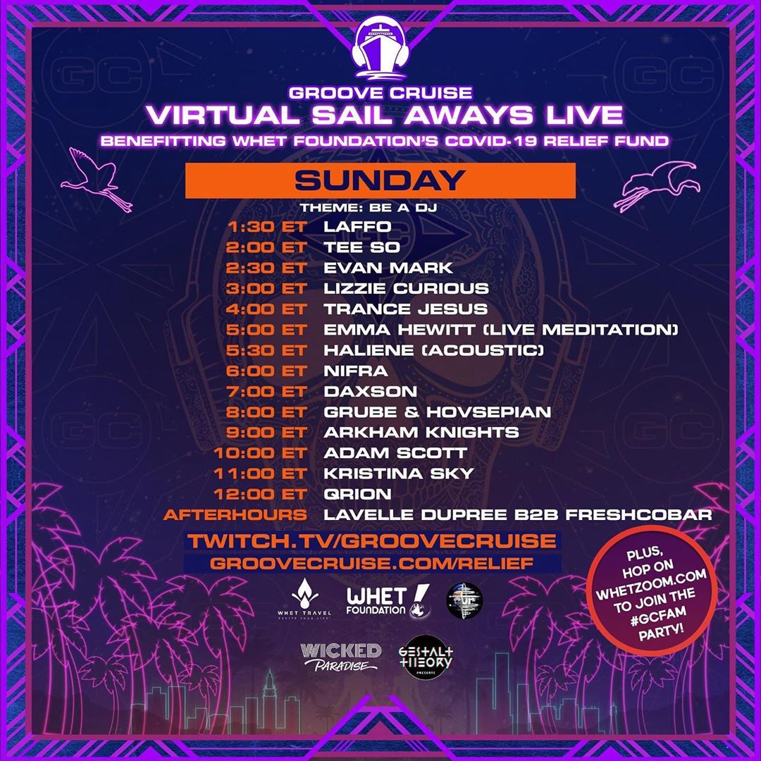 Groove Cruise Virtual Sail Aways Live - Memorial Day Weekend Schedule Sunday