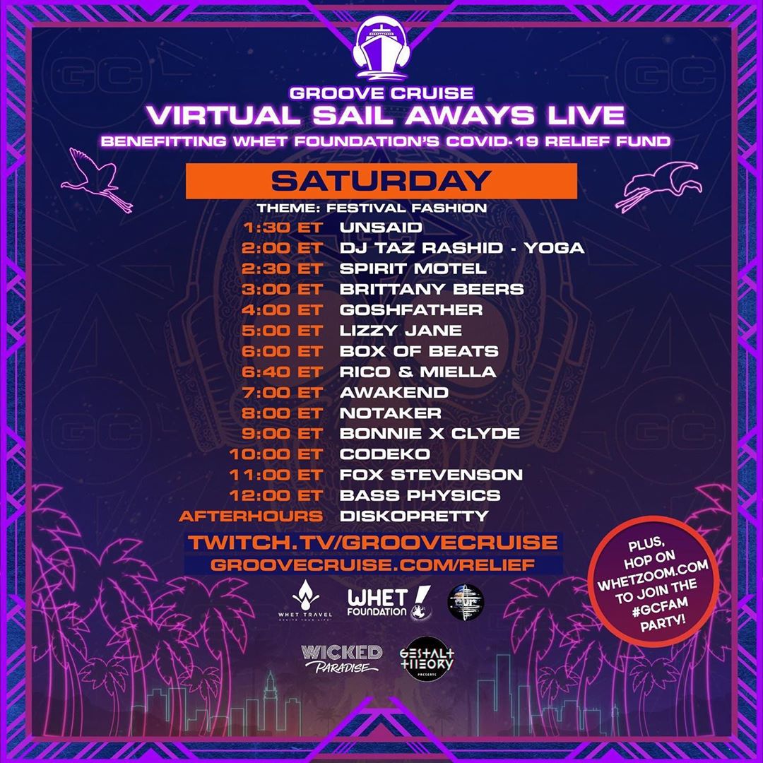 Groove Cruise Virtual Sail Aways Live - Memorial Day Weekend Schedule Saturday