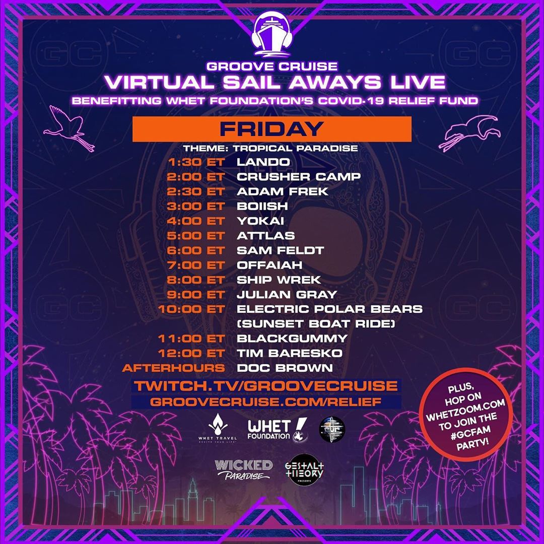 Groove Cruise Virtual Sail Aways Live - Memorial Day Weekend Schedule Friday