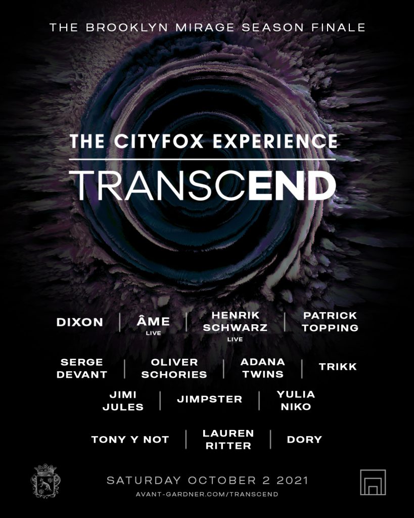 Cityfox Transcend @ Brooklyn Mirage - Lineup Poster