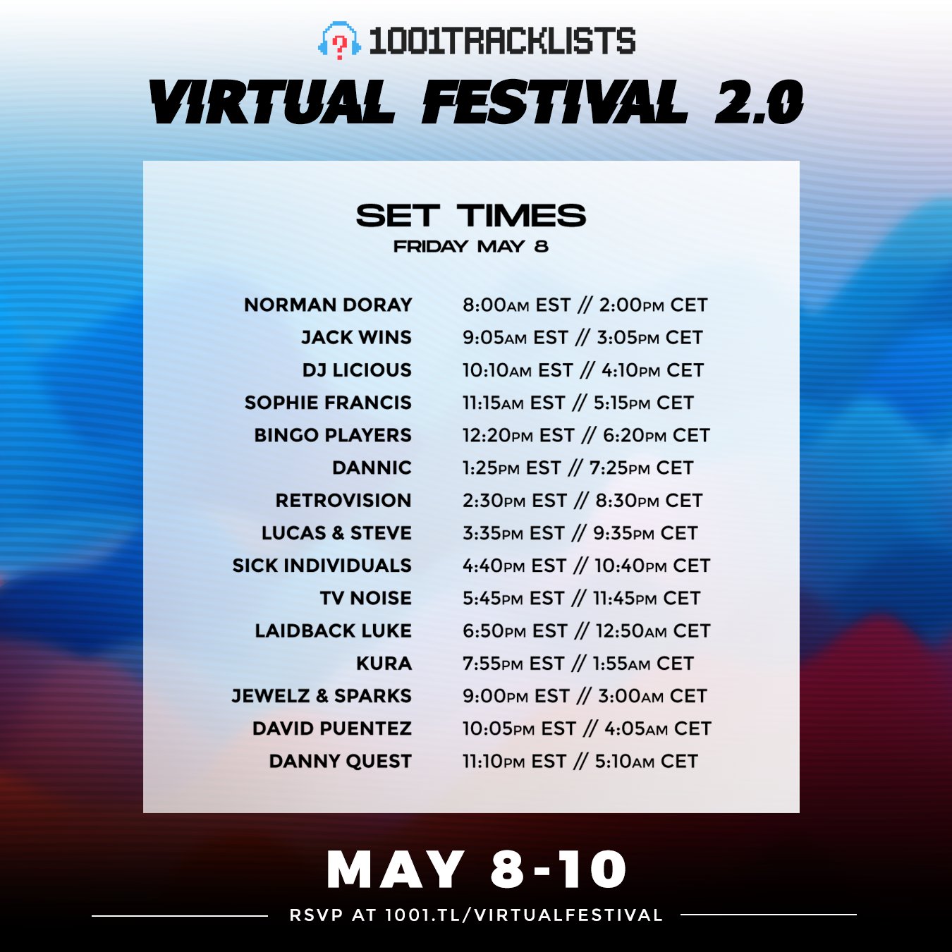 1001Tracklists Virtual Festival Schedule - Friday