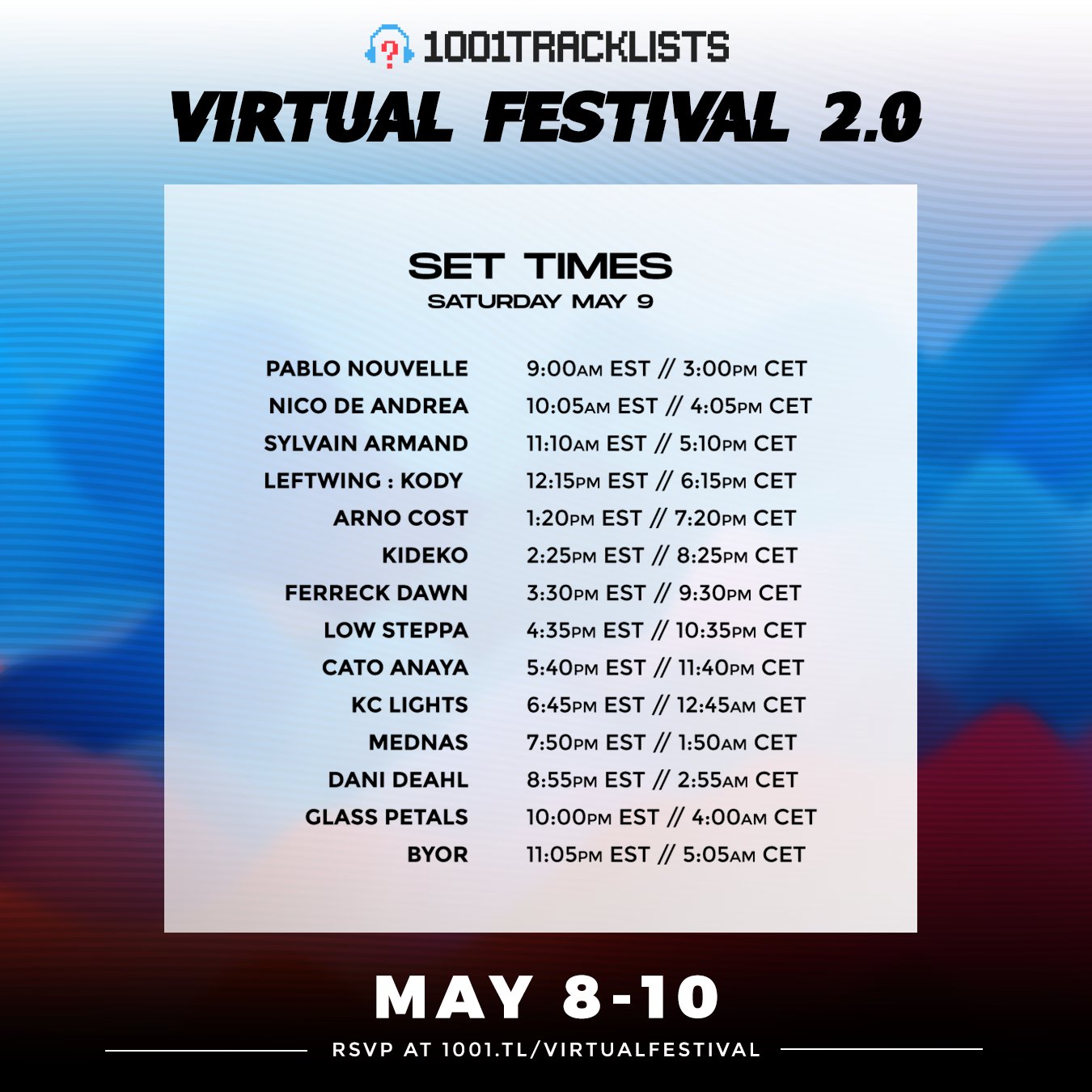 1001Tracklists Virtual Festival Schedule - Saturday