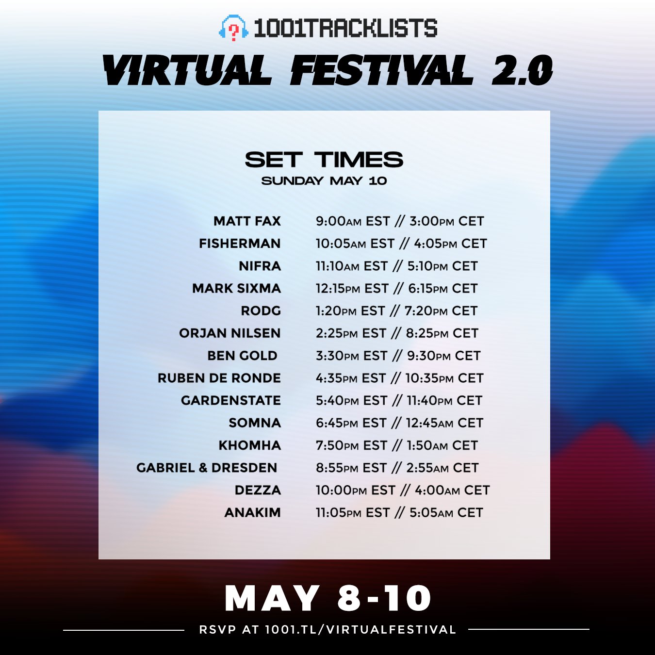 1001Tracklists Virtual Festival Schedule - Sunday