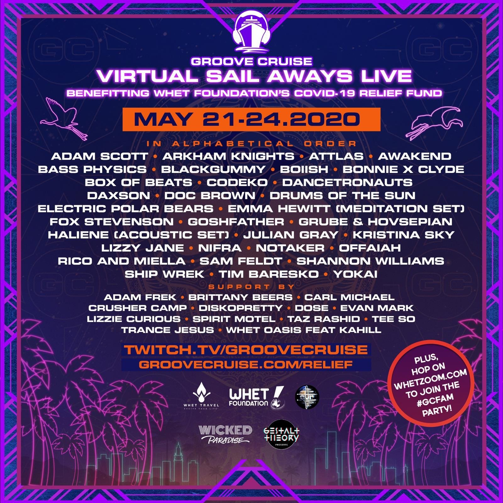 Groove Cruise Virtual Sail Aways Live - Memorial Day Weekend Lineup