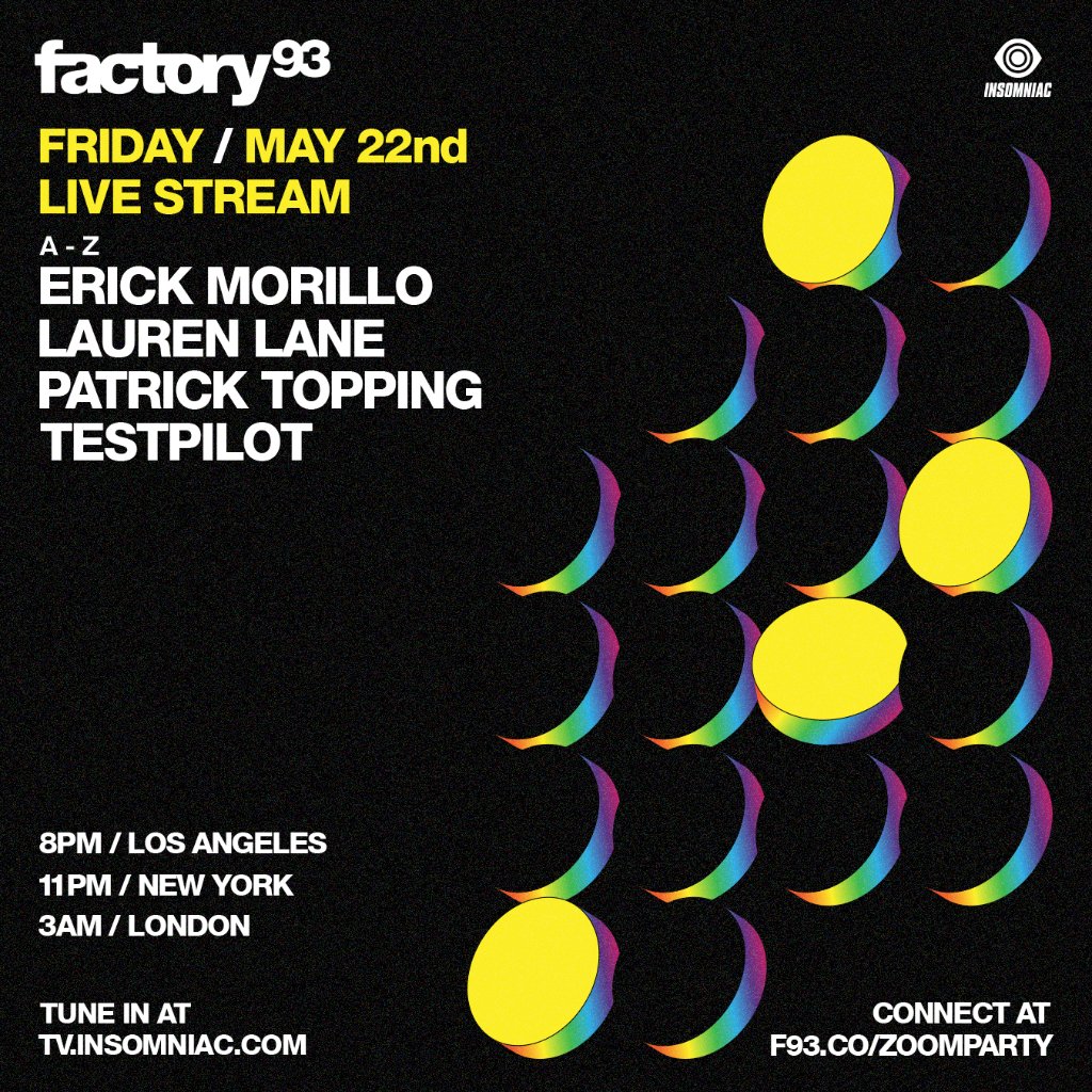 Factory 93 Livestream Lineup