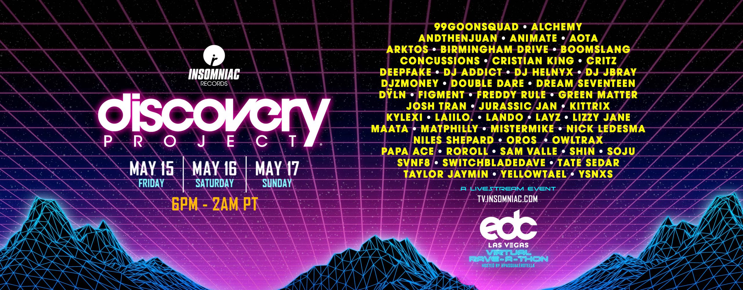 EDC Las Vegas Virtual Rave-A-Thon Discovery Project Lineup