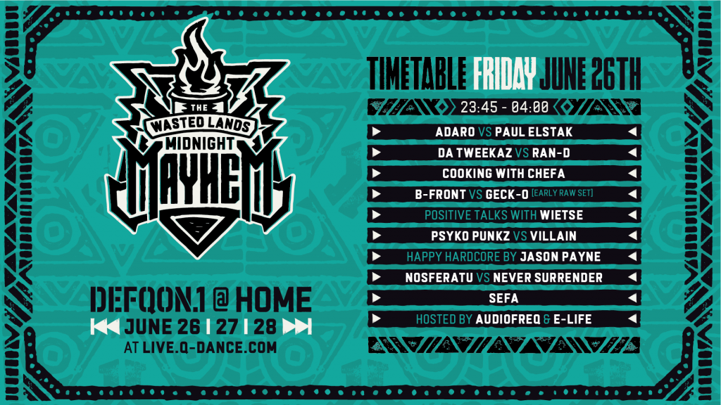 Defqon.1 at Home Festival 2020 Friday Schedule - Wastelands