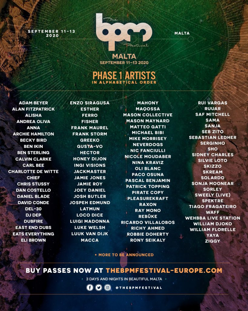 The BPM Festival Malta 2020 Phase 1 Lineup