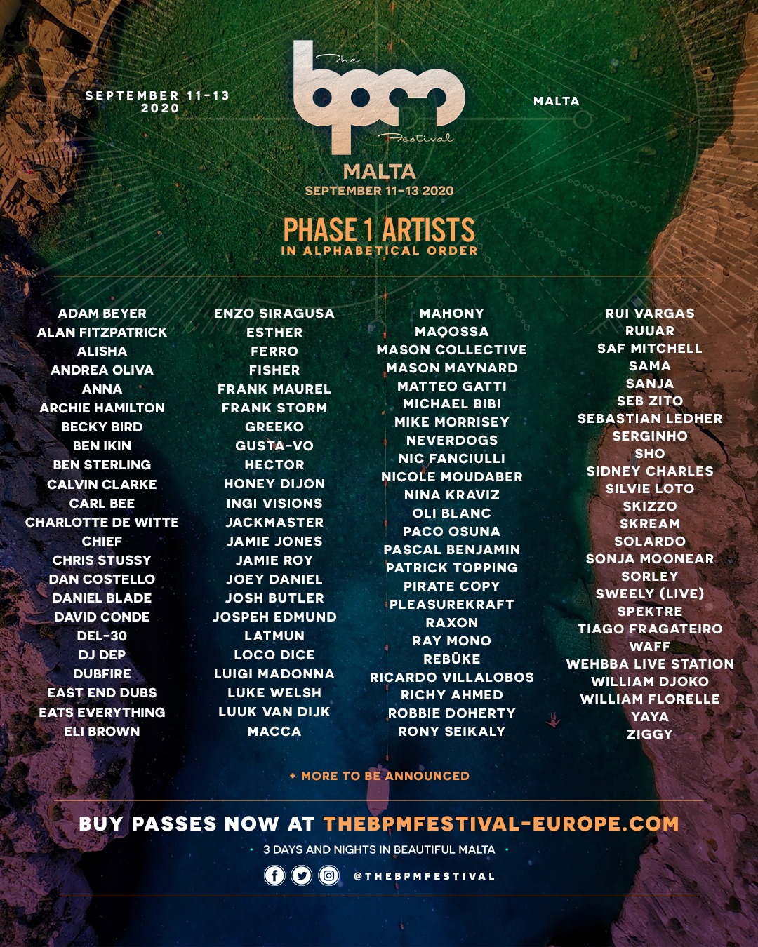 The BPM Festival Heads to Malta with Stacked Phase 1 Lineup EDM Identity