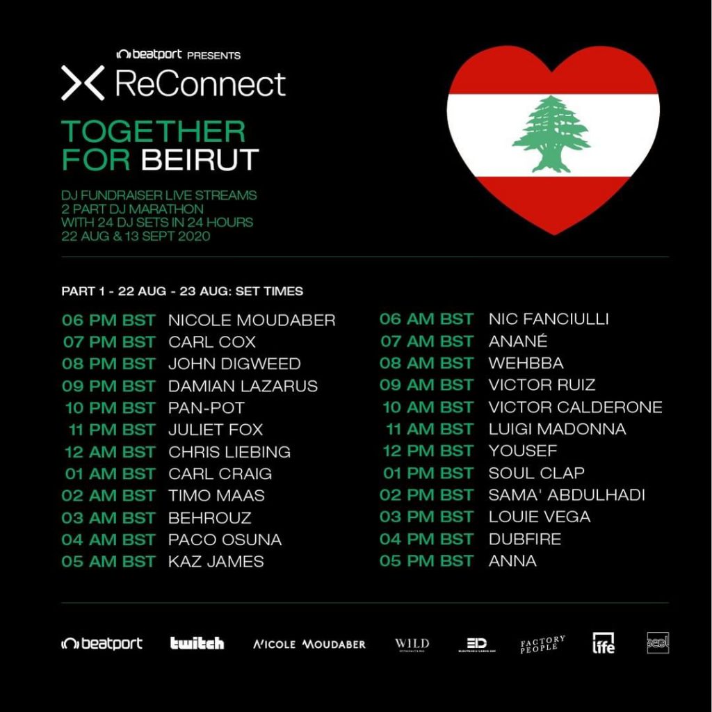 Beatport ReConnect Presents Together For Beirut Schedule
