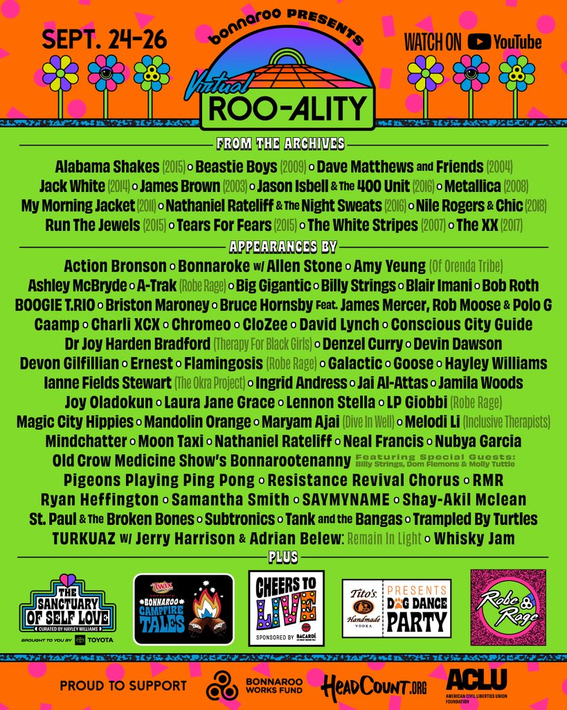 Bonnaroo Virtual Roo-ality Lineup