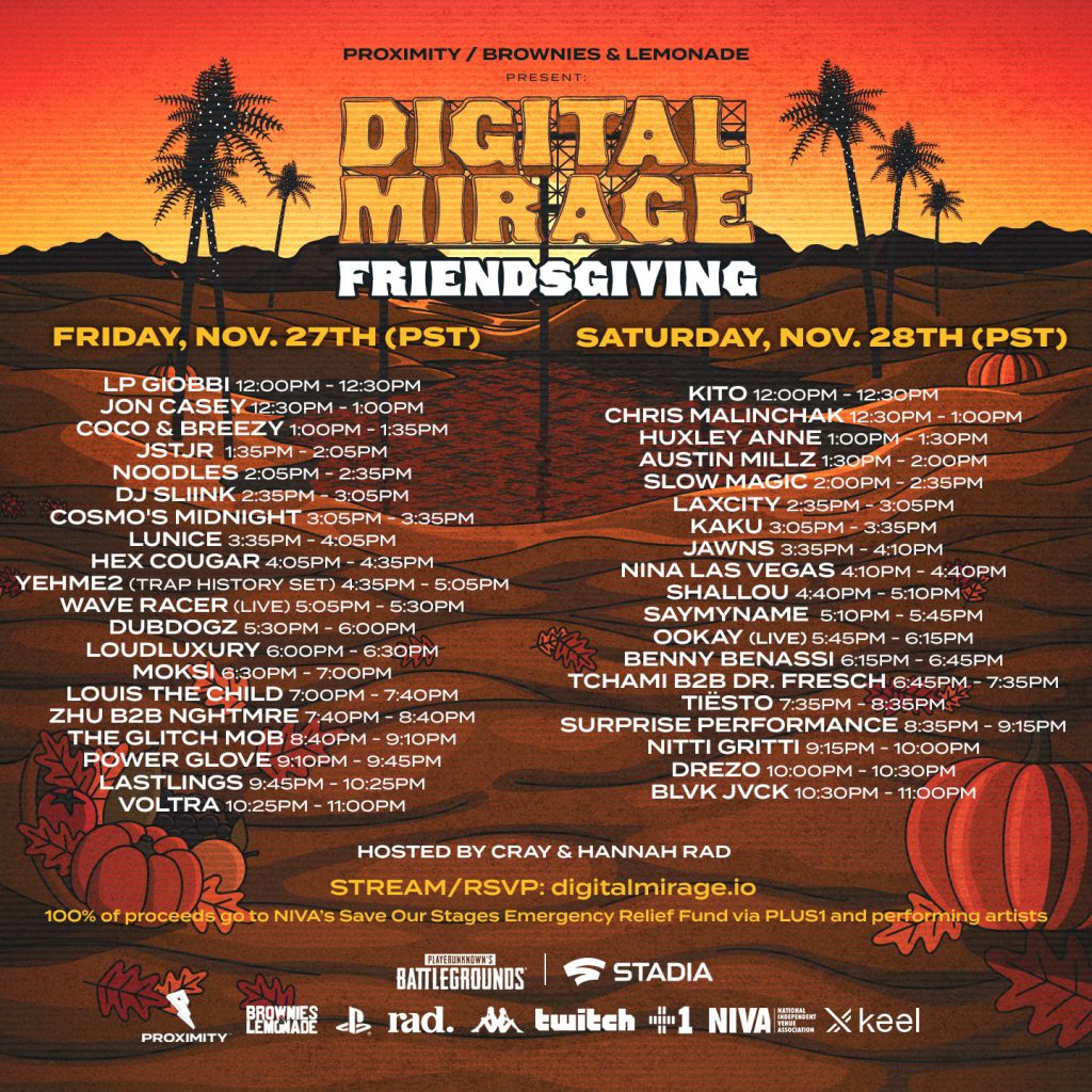 Digital Mirage Friendsgiving Set Times