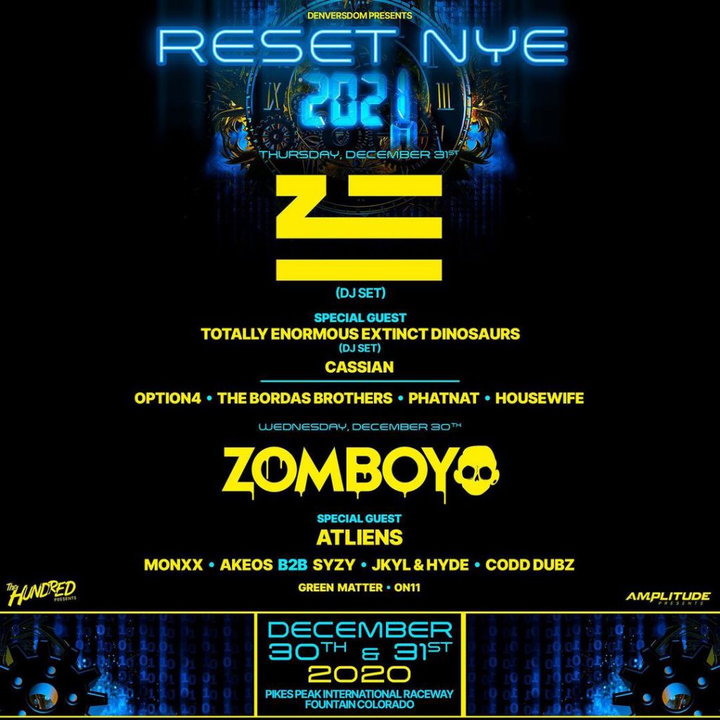 Reset 2020 Event Flier Featuring Full Lineup for Decemeber 30 and 31