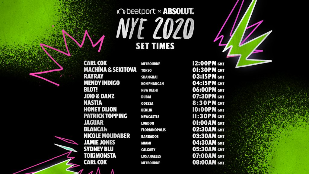 Beatport X Absolut #DanceAway2020 Livestream Set Times