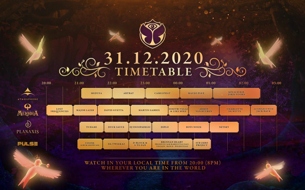 Tomorrowland NYE Virtual Festival Set Times