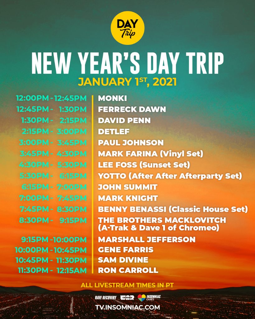 New Year's Day Trip Livestream Set Times