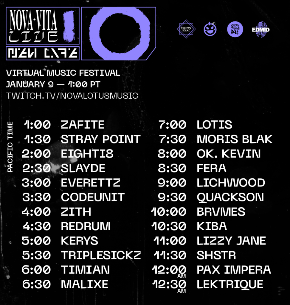 Nova Lotus - Nova Vita Live Set Times