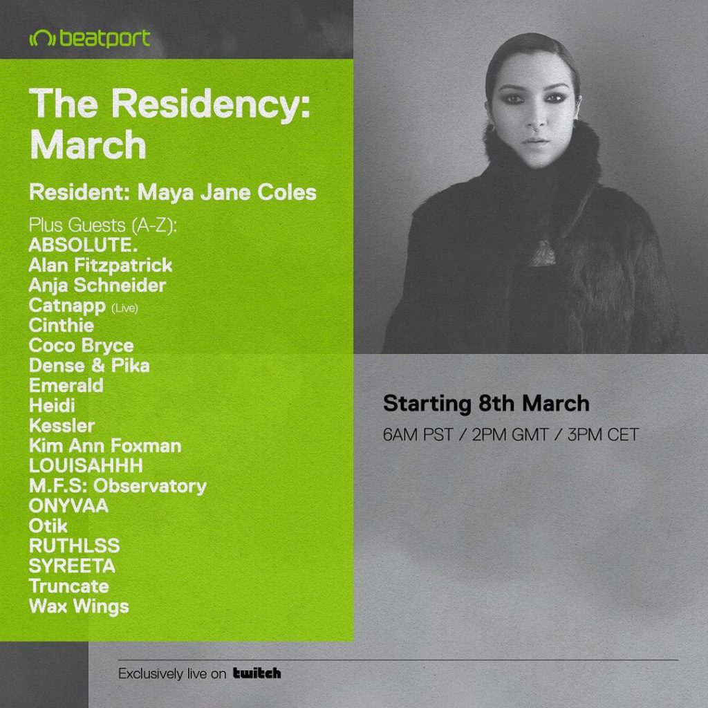 Maya Jane Coles Women's History Month Beatport Artist in Residency