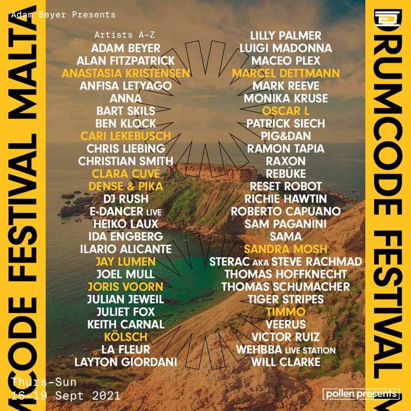 Drumcode Festival Malta 2021 Lineup